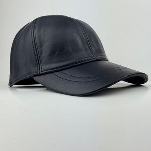 Leather Baseball Cap |Genuine Lambskin Leather Hat Sports Visor Adjustable Strap